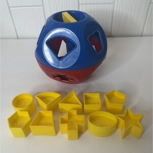 1968 Vintage Tupperware Red Blue Yellow Toy Shape O Ball COMPLETE Ball/10 shapes